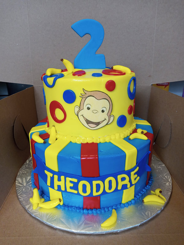 Two tiered Curious George cake