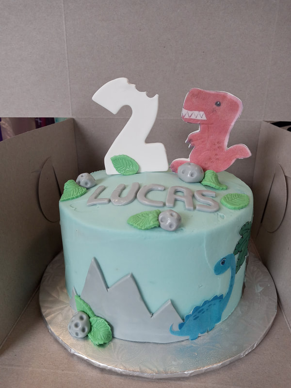 2nd birthday dinosaur cake