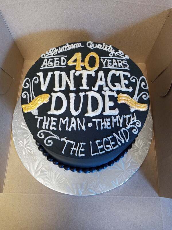 Black 40th birthday cake