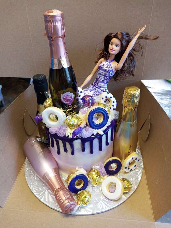 Barbie champagne cake
