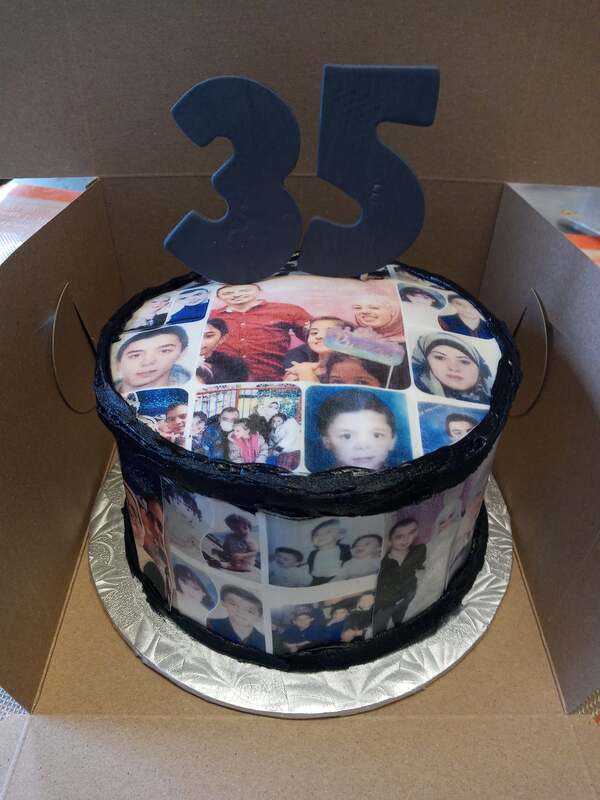 Cake with a collage of pictures