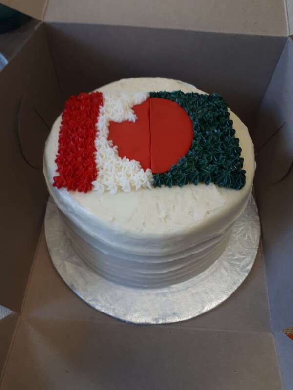 Canadian and Bangladesh flag cake