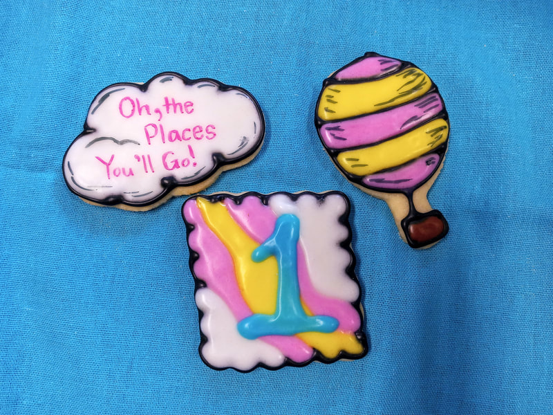 First birthday hot air balloon and cloud cookies