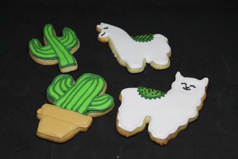 Llama and cactus cookies